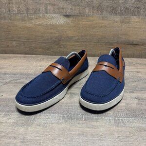 Cole Haan Nantucket 2.0 Blue Textile Penny Loafers Men's Size 10.5